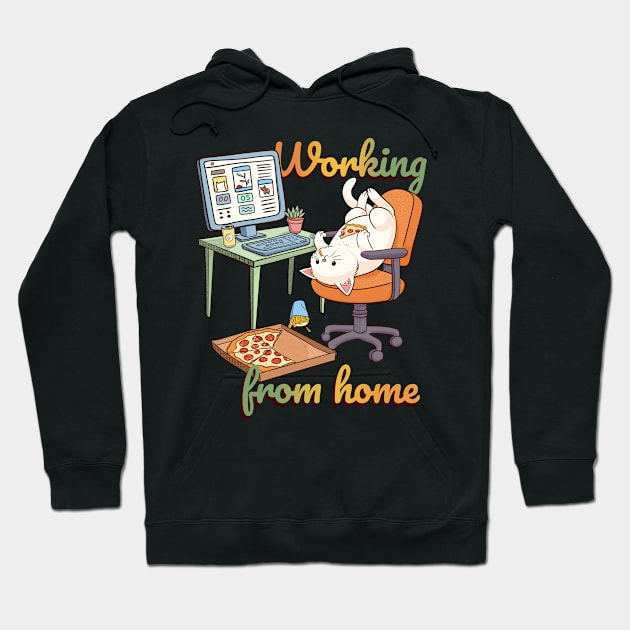 The cute cat enjoys remote work Hoodie by Verbinavision